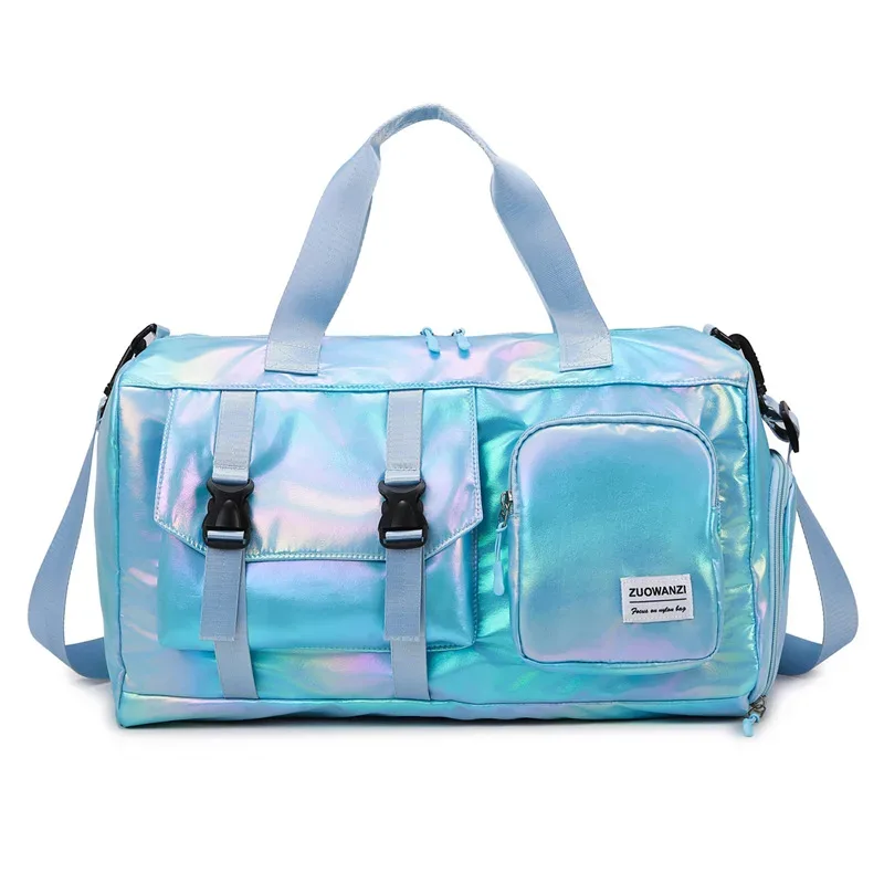 sac polochon holographique glamour – fourre-tout spacieux et élégant avec compartiment à chaussures pour les sacs de voyage sans effort pour les évasions du week-end