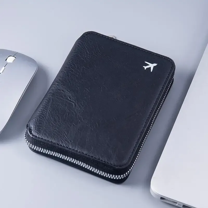 porte-passeport zippé portable, grande capacité, organisateur de cartes d'identité et de billets de voyage, porte-monnaie durable et portable pour les voyages de vacances