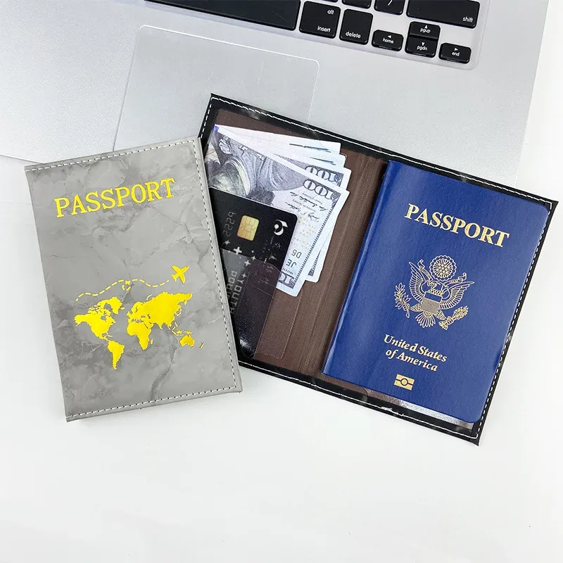1 pièce porte-passeport en pu, housse de protection pour passeport et billets, porte-cartes d'identité et de crédit, accessoires de voyage