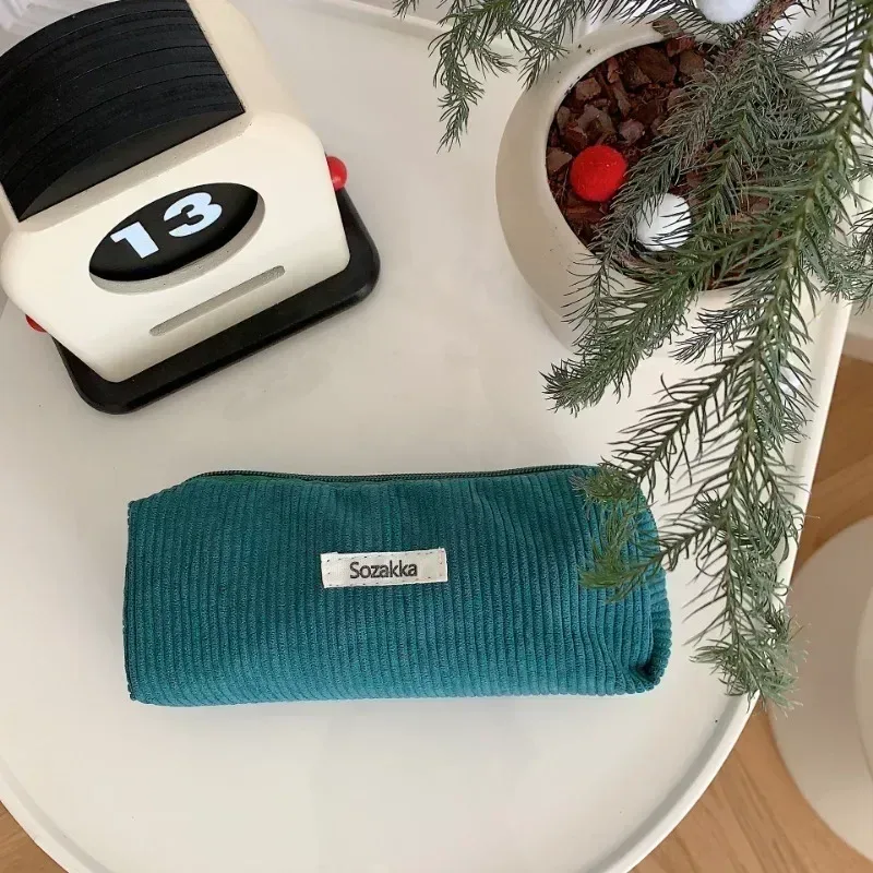 sac à cosmétiques en velours côtelé pour femmes, grande capacité, organisateur de rangement de maquillage, pochette à fermeture éclair