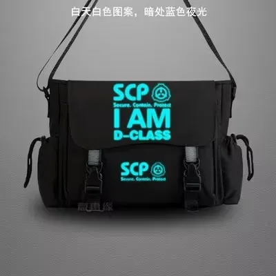 scp sécurisé conta sac de messager décontracté anime cosplay étudiant couverture lumineux sac à bandoulière pour hommes adolescents
