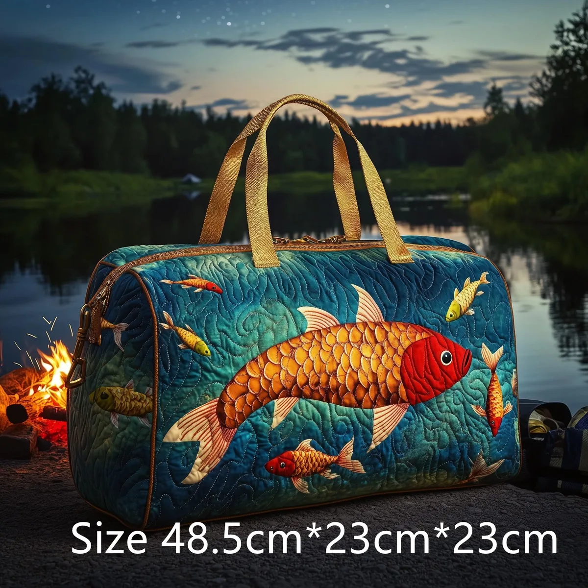 sac de voyage matelassé pour la pêche à la truite, sac de sport imperméable pour l'extérieur avec imprimé poisson 3d, sac de week-end pour le camping, cadeau pour pêcheurs