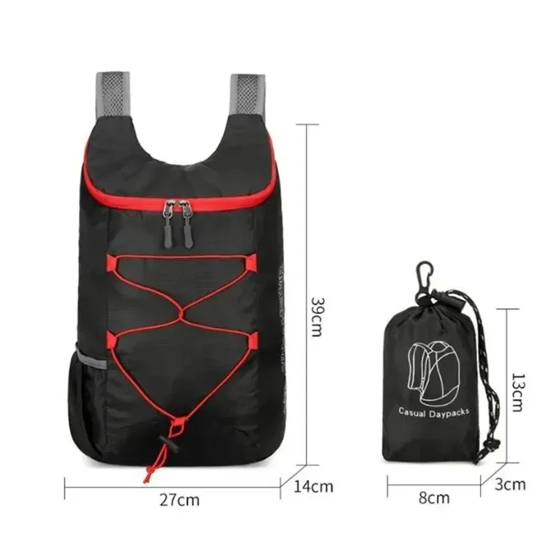 sac de sport en nylon imperméable léger haute densité, sac à dos pliant extérieur multifonctionnel adapté au camping et à la randonnée