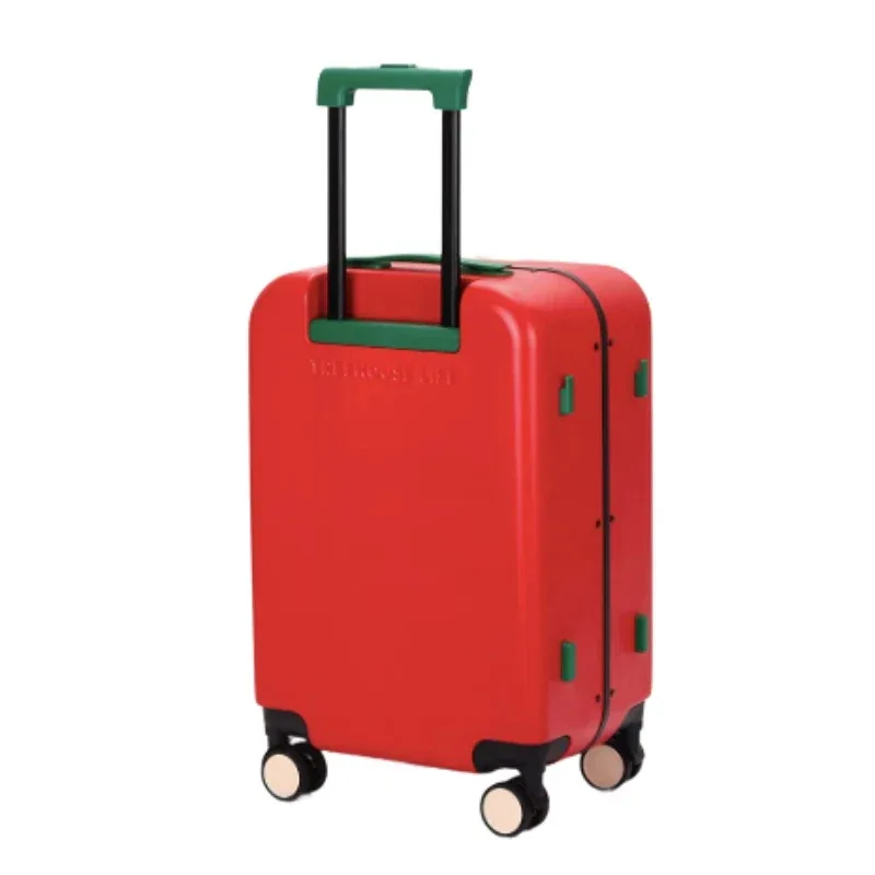valise à motif de dessin animé pomme, 20 pouces, mignonne, à ouverture frontale, bagage à main avec cadre en aluminium et serrure tsa, valise légère