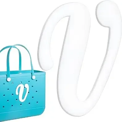 1pc lettre décorative pour sac à main, lettres de l'alphabet de couleur blanche accessoires de décoration lettres de l'alphabet 3d pour sac fourre-tout de plage
