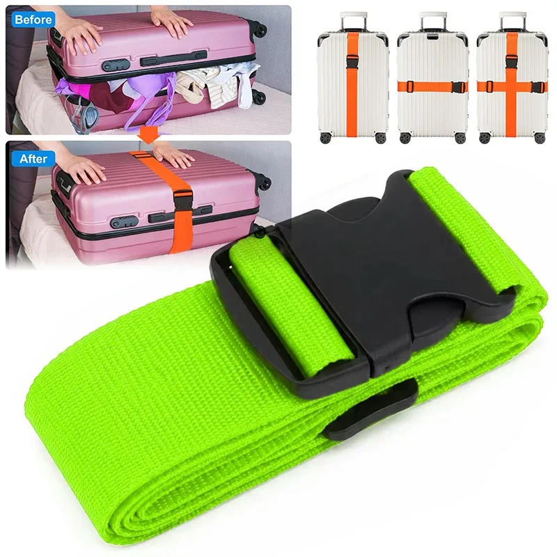 sangle de bagage réglable de 2 m, ceinture croisée pour voyage, sangle de valise en nylon avec boucle de verrouillage, accessoires pour sacs de camping.