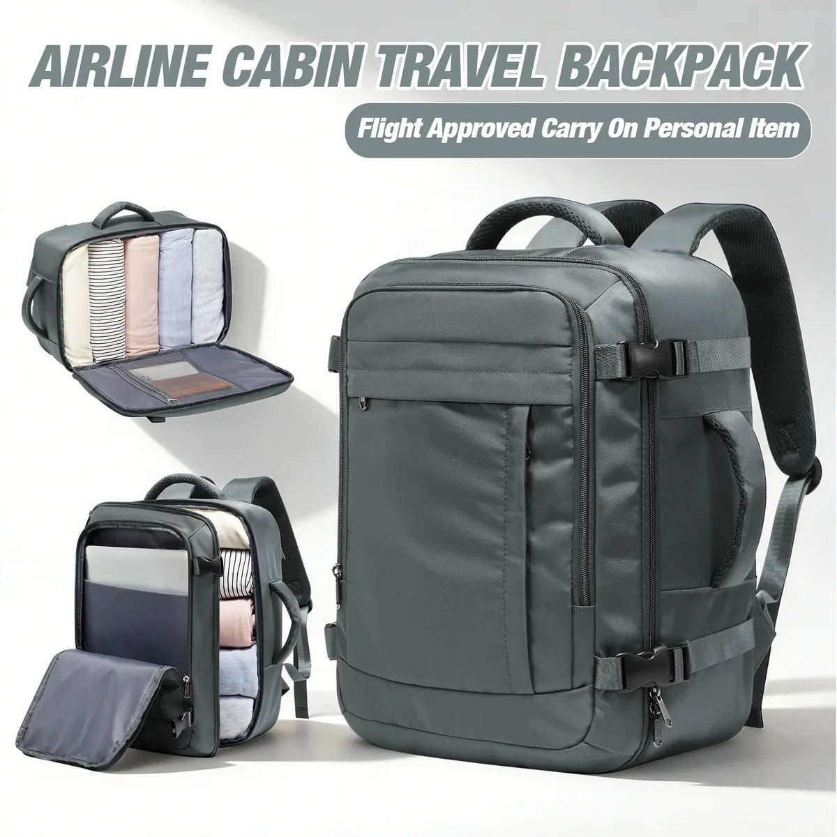 sac dos nylon bleu marine compact léger voyage travail scolaire poche intérieure zippée bandes sangle ajustables