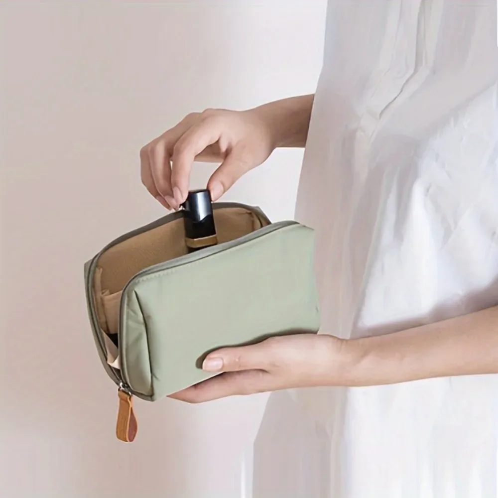 nouveau sac à cosmétiques portable pour femmes, sacs de maquillage de couleur unie, pochette pour pièces de monnaie, trousse de toilette, étui de rangement de maquillage étanche, sacs de rangement