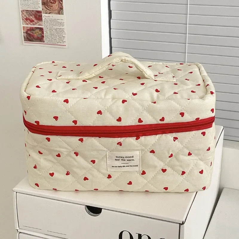 pochette de maquillage tendance en forme de cœur pour femmes, petite et grande, trousse de toilette, sac à cosmétiques, étui avec fermeture éclair