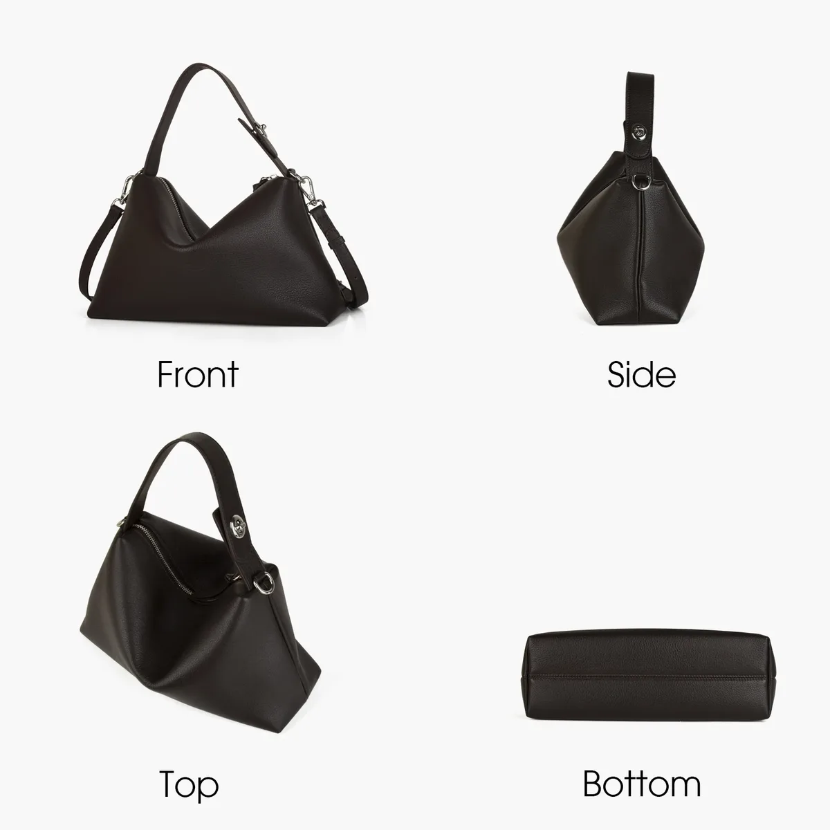 donna-in – sac à main demi-lune en cuir de vache véritable pour femmes, sac à bandoulière hobo en cuir de vache naturel pleine fleur, pour les affaires quotidiennes