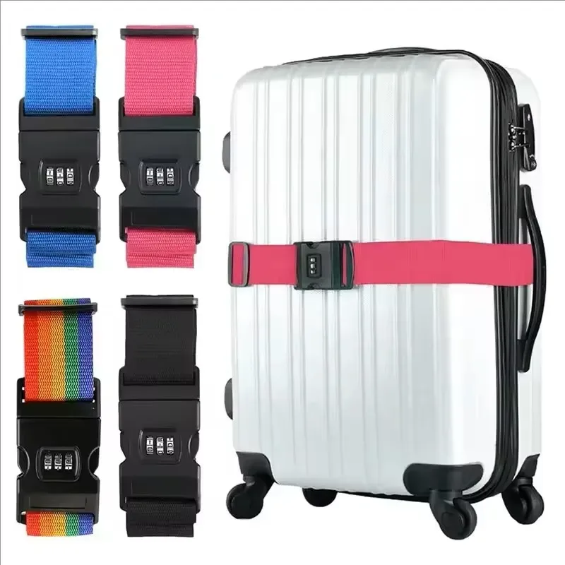 cadenas code combiné nylon rayures arc ciel noir protection voyage accessoire sécurité bagage antivol réglable