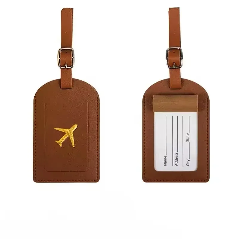 étiquette bagage cuir rectangulaire poignée bleu noir marron rouge gris vert jaune blanc voyage identification nom adresse numéro téléphone email