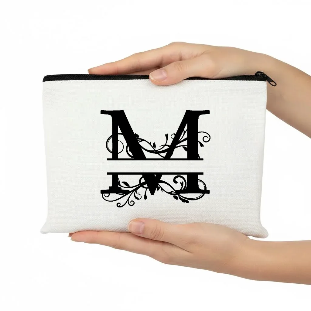 1pc trousse de maquillage personnalisable avec monogramme - pochette de voyage légère, pliable et durable avec fermeture éclair et impression de lettres personnalisées