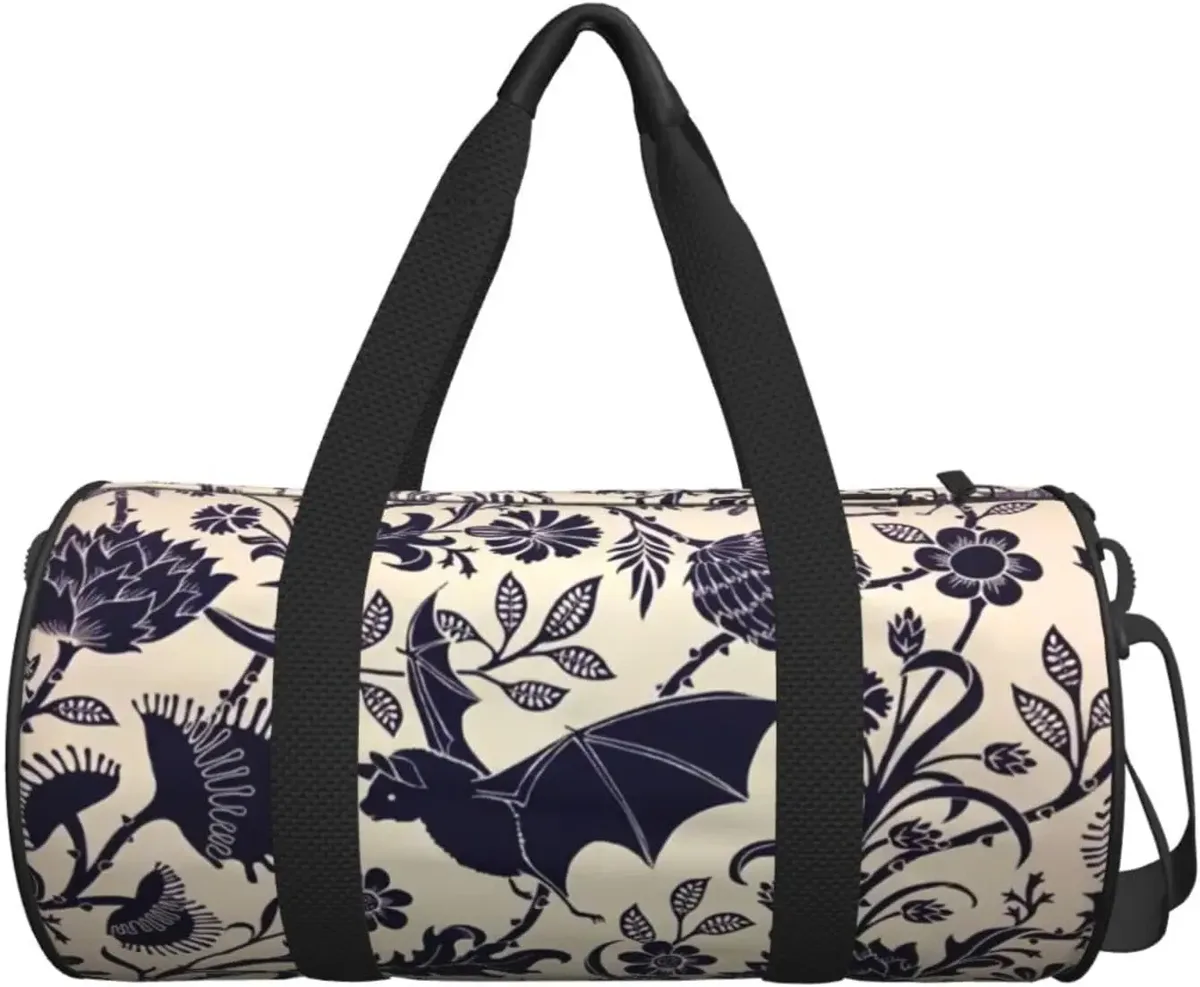 sac de sport à fleurs de chauve-souris d'halloween pour hommes et femmes, sac de sport, sac à main de week-end, voyage, entraînement, degré d'eau