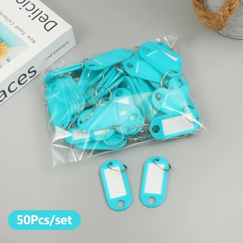 porte-clés coloré, étiquette de clé, identification, nom, adresse de salle, marqueur de numéro tel, étiquette de bagage avec anneau fendu, 50 pièces