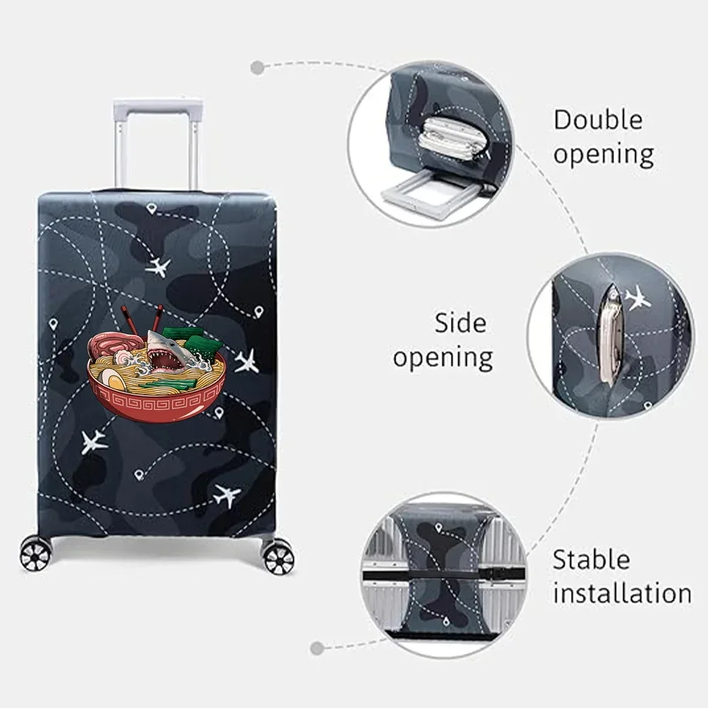 housse valise tissu extensible noire motif ramen bacon dessin animé voyage protection valise taille s m xl