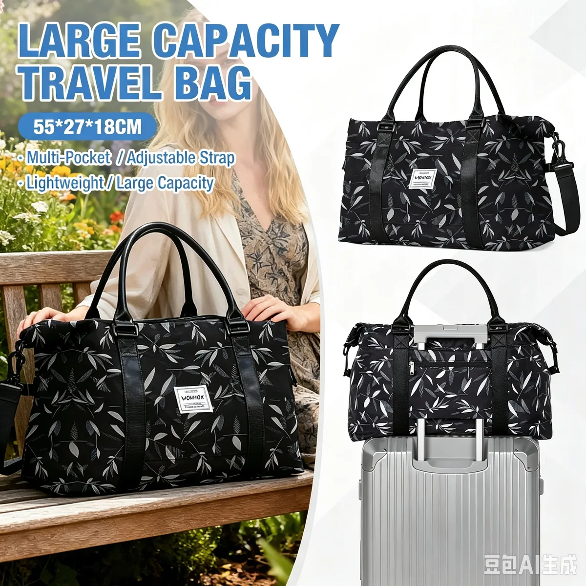 sac de voyage de grande capacité, bagage à main pour courtes distances, sacs de sport portables, sacs à bandoulière pour femmes et hommes, sac de rangement personnel.