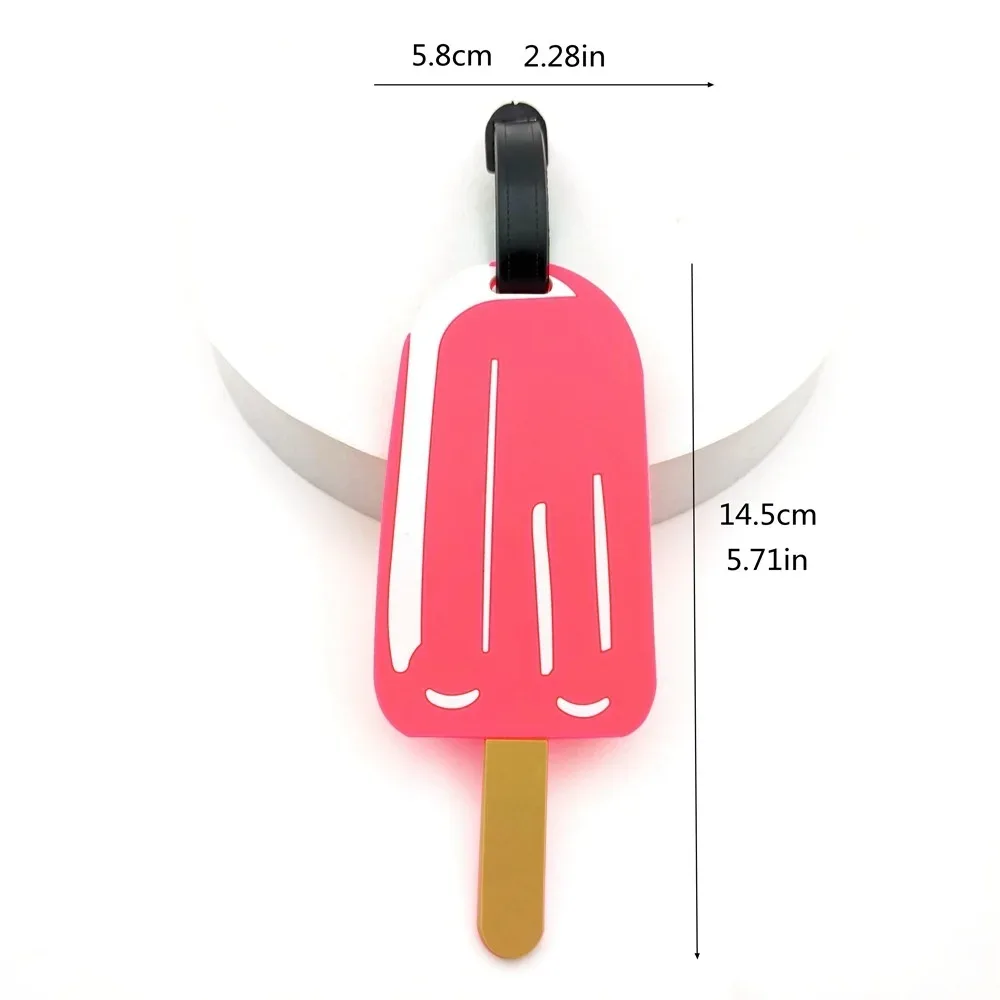 étiquettes de bagage motif crème glacée, mignonnes, pour valises, sacs d'école, étiquettes de voyage, étiquettes d'identification pour bagages de vacances d'été à la plage