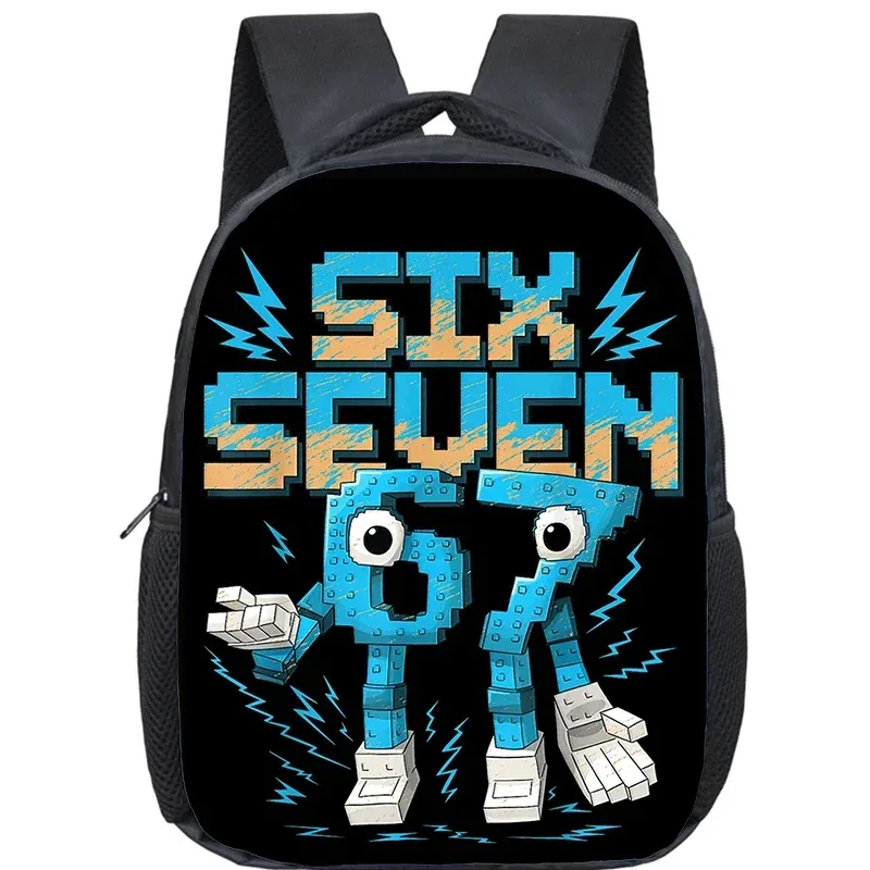 sac à dos orthopédique pour enfants, motif dessin animé, pour la maternelle, pour filles et garçons, avec les chiffres amusants 6 et 7, mochila meme 6 7