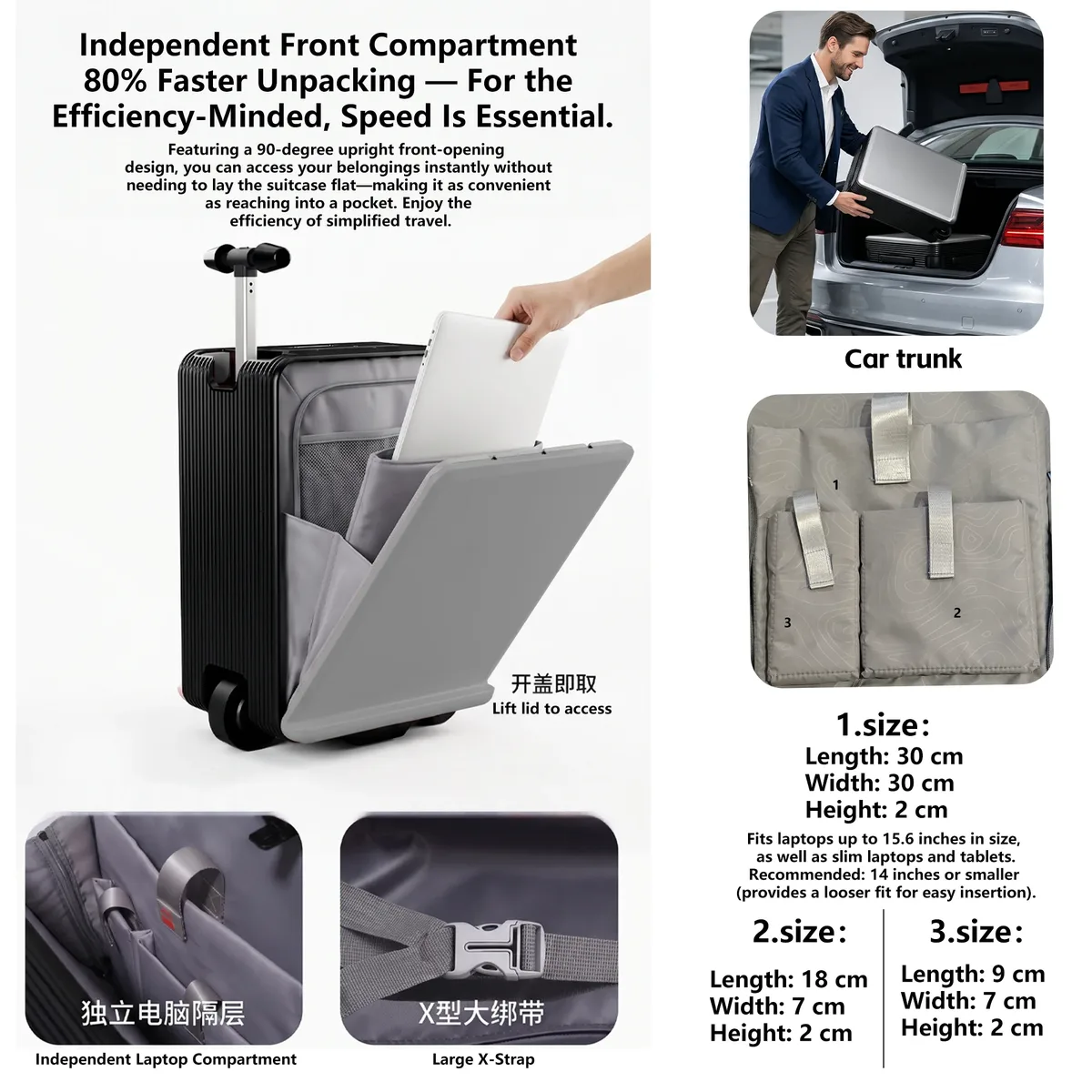 valise de voyage multifonctionnelle à roulettes, légère, avec fonction de conduite électrique, pour affaires et loisirs