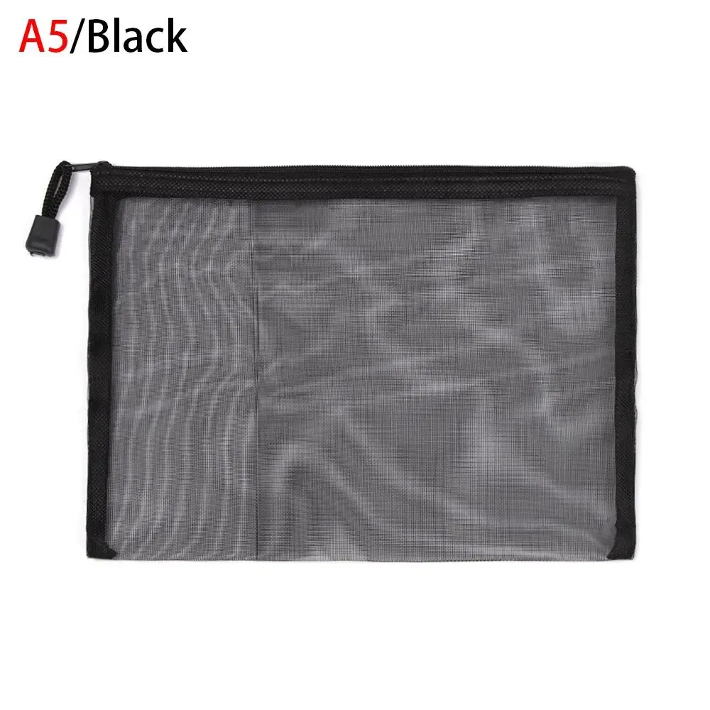 1 pièce trousse de rangement en nylon couleur unie, transparente à grille, avec fermeture éclair, pour papeterie, maquillage, monnaie, cosmétiques et stylos