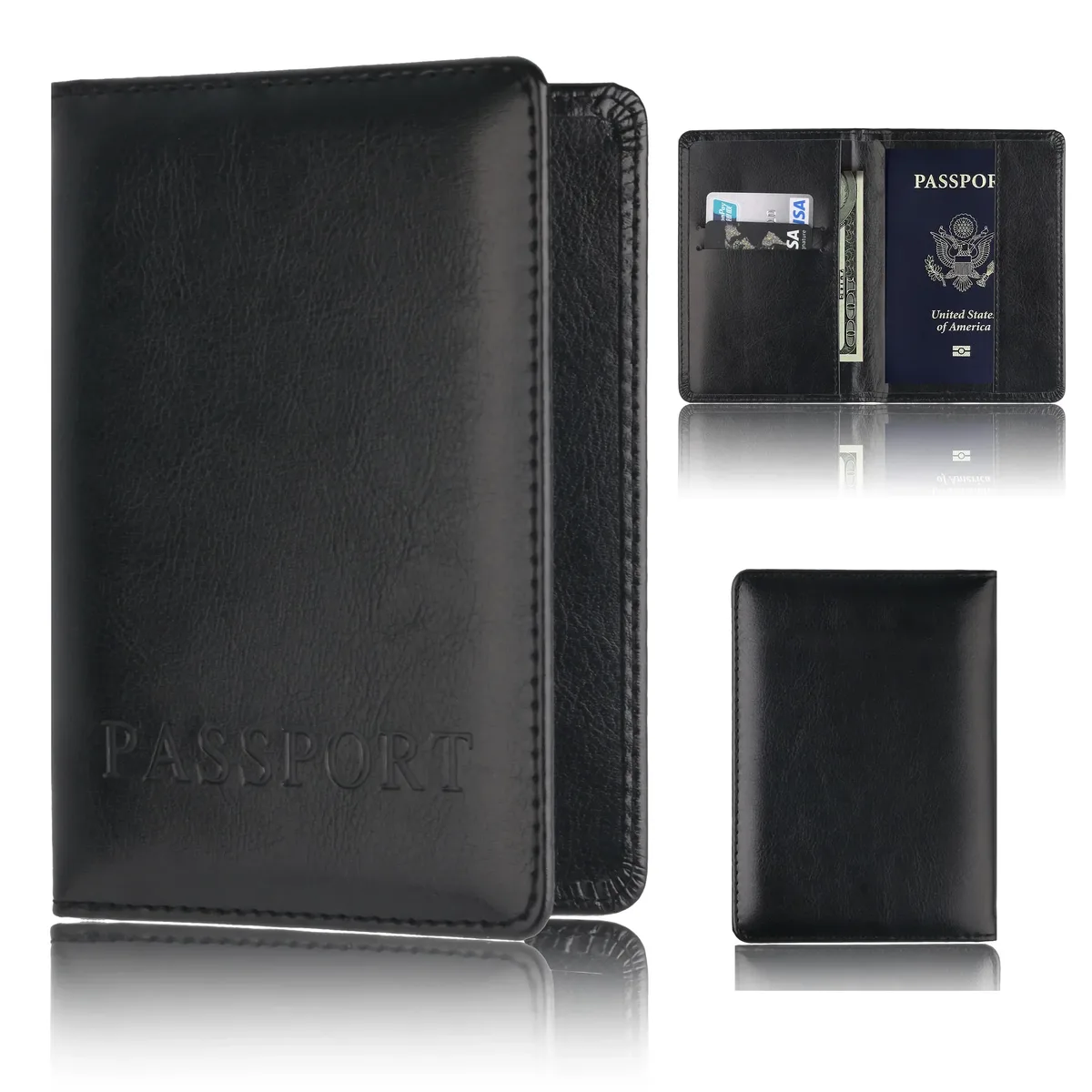 étui unisexe en cuir pu simple pour porte-passeport de voyage, housse de protection pour hommes et femmes, sac de rangement pour documents et billets, fente multi-cartes