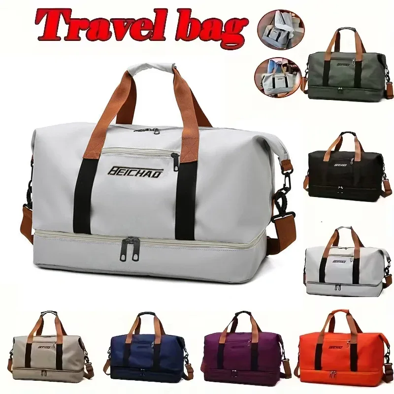 sac de voyage portable de grande capacité, pochette de rangement imperméable en oxford pour la natation, les courts séjours, les voyages d'affaires, bagages légers
