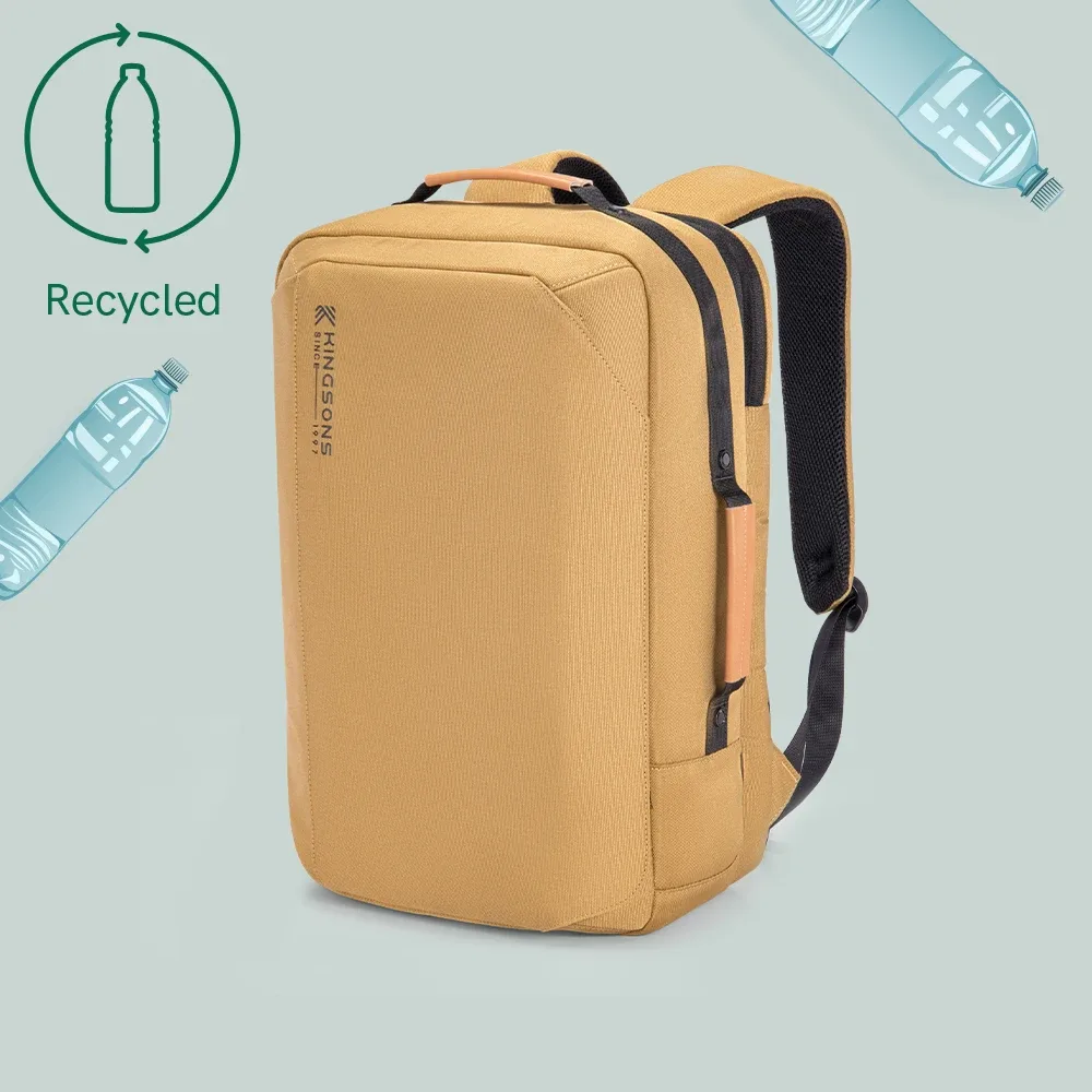 sac à dos pour ordinateur portable kingsons 23l en polyester recyclé pour hommes et femmes, sac à dos décontracté imperméable de 15,6 pouces, sac de transport léger