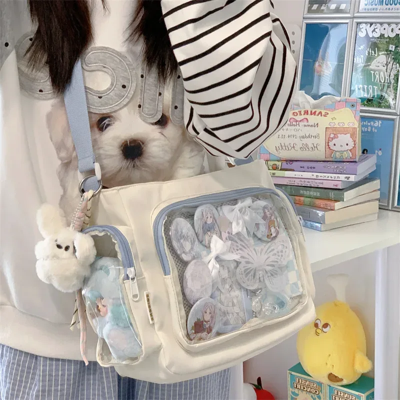 sac à bandoulière transparent simple pour filles, sac à bandoulière d'école de grande capacité, texture confortable et polyvalente, sac ita