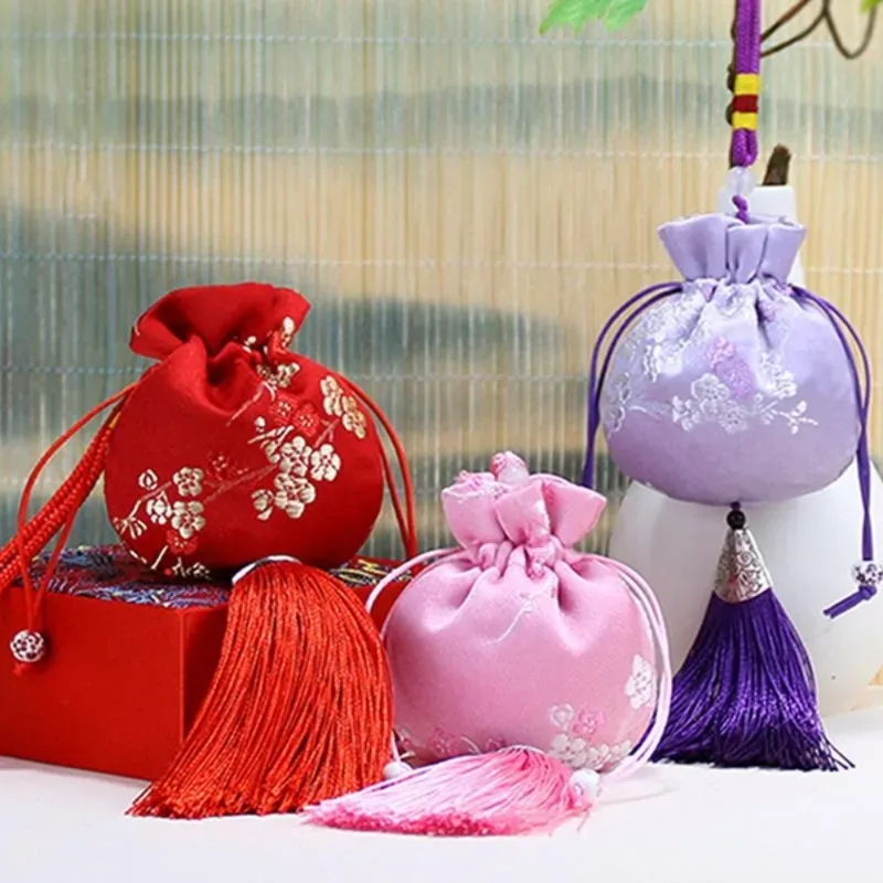 sachet vintage brocart hanfu accessoires voiture accrocher intérieur portable sachet bijoux sac de rangement