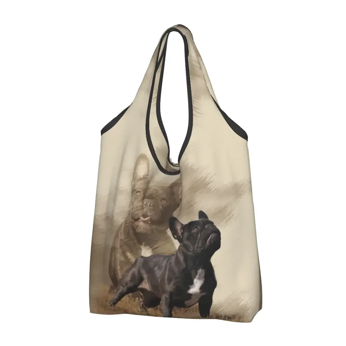 sac à provisions portable pop art pour femme, style bungalow, bouledogue français, sac fourre-tout pour chien, cadeau pour animal de compagnie, sacs d'épicerie