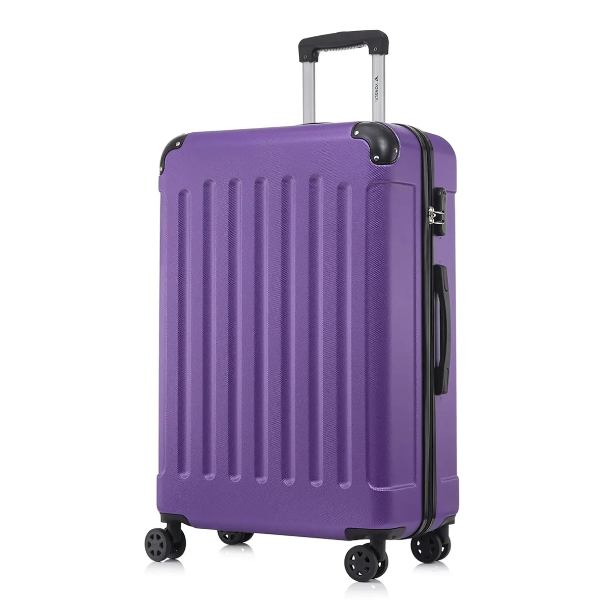 valise yonsly 16/20/24/28 pouces 4 roues 360° ° valise à roulettes robuste avec double fermeture éclair, serrure à combinaison, sac en filet, double fermeture éclair, poignée en caoutchouc souple, bagage à main