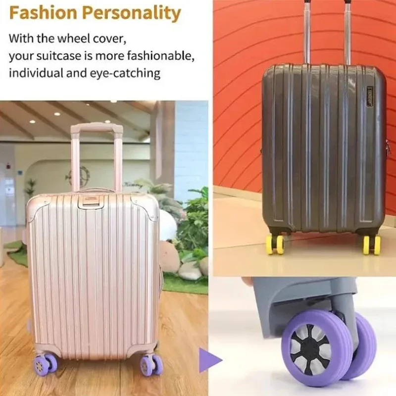 protecteur roue bagage silicone durables couleurs variées protection esthétique voyage utilisation facile anneaux épais textures douces multiprotecteurs set accessoires bagagerie