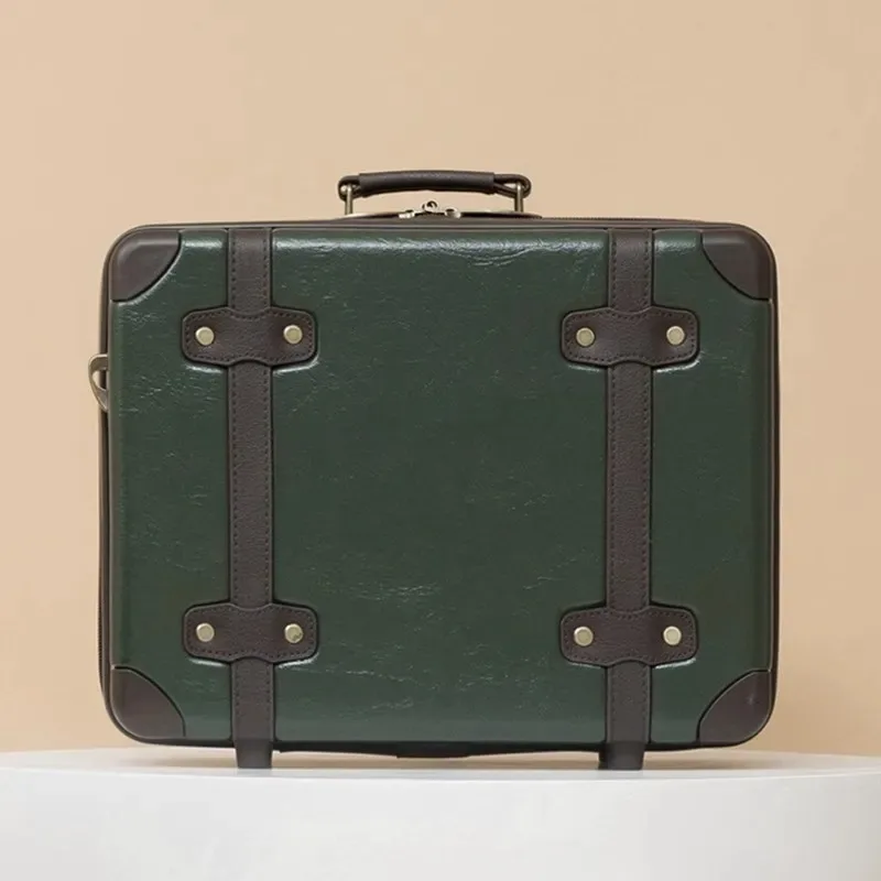 trousse de maquillage vintage de 14 pouces pour femme – trousse à cosmétiques portable avec bandoulière réglable, organisateur de voyage étanche