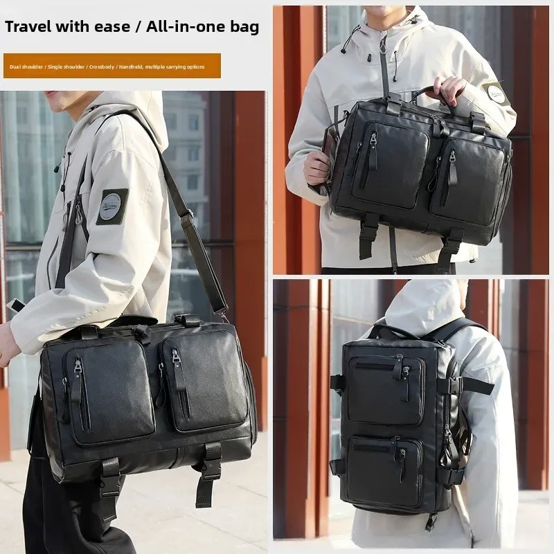 sac à dos de voyage multifonctionnel en cuir pu, sac à bandoulière pour voyage d'affaires, sac à main, compartiment à chaussures indépendant