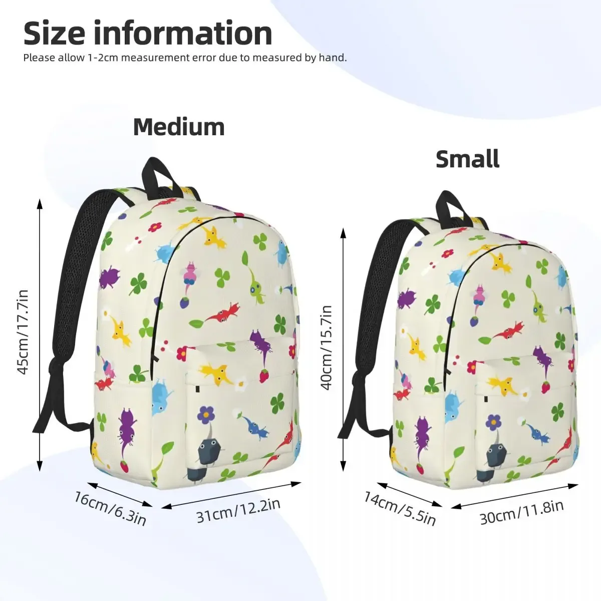 pikmins famille mignon amusant sac à dos décontracté cadeau lycée travail jeu anime sac à dos pour hommes femmes ordinateur portable sac à bandoulière