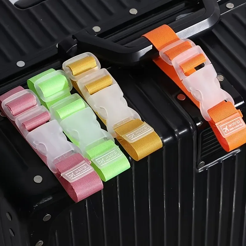 sangle de bagage en nylon colorée, 2 pièces, ceinture de valise de voyage réglable avec boucle de déverrouillage, facile à transporter, pratique pour la voiture
