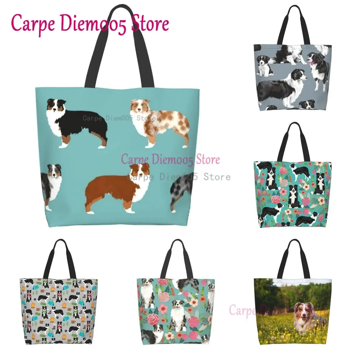 sac fourre-tout grande capacité pour dames, sac pour femmes, sacs pour contribuables australiens, troupeaux de chiens, shopping d'épicerie