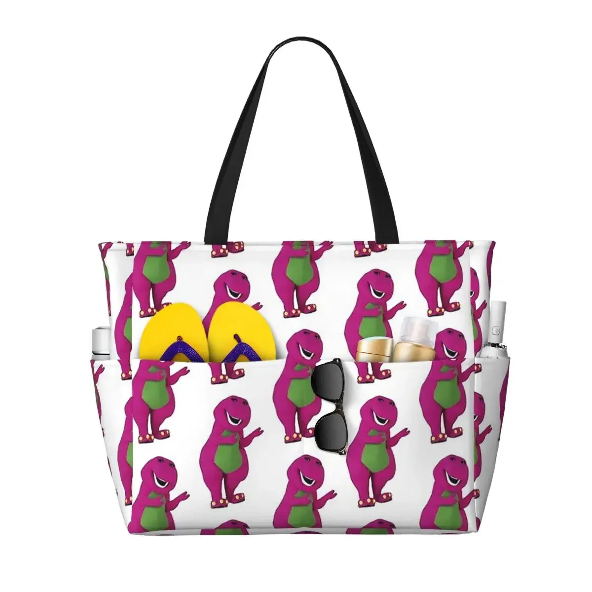 sac voyage polyester motifs personnages animés sacoche noire poches latérales grande poche avant usage voyage sport plage yoga