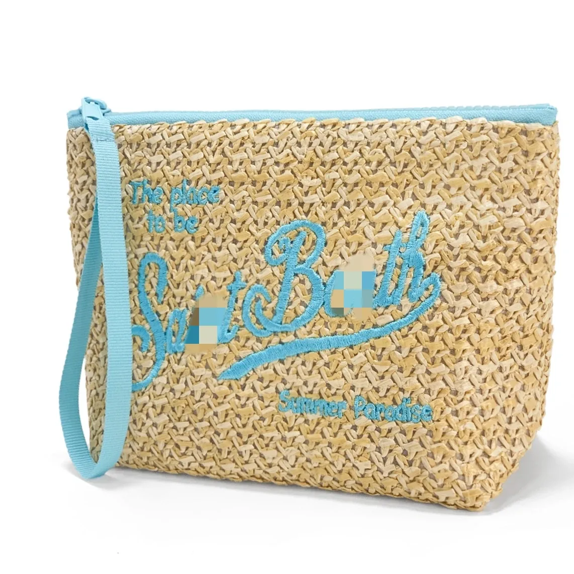 trousse de maquillage en paille, pochette de toilette à la mode, pochette, sac de rangement de cosmétiques, organisateur de voyage avec étiquettes et étiquettes