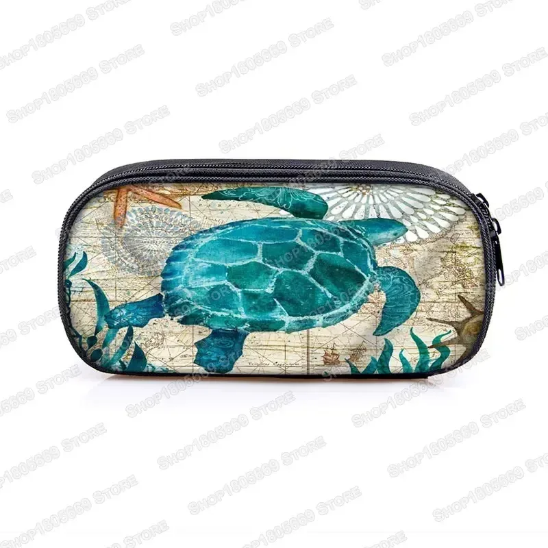 trousse à cosmétiques, animal de mer, tortue, baleine, requin, dauphin, poulpe, trousse d'école pour filles, boîte à crayons, sacs de papeterie mignons, cadeau
