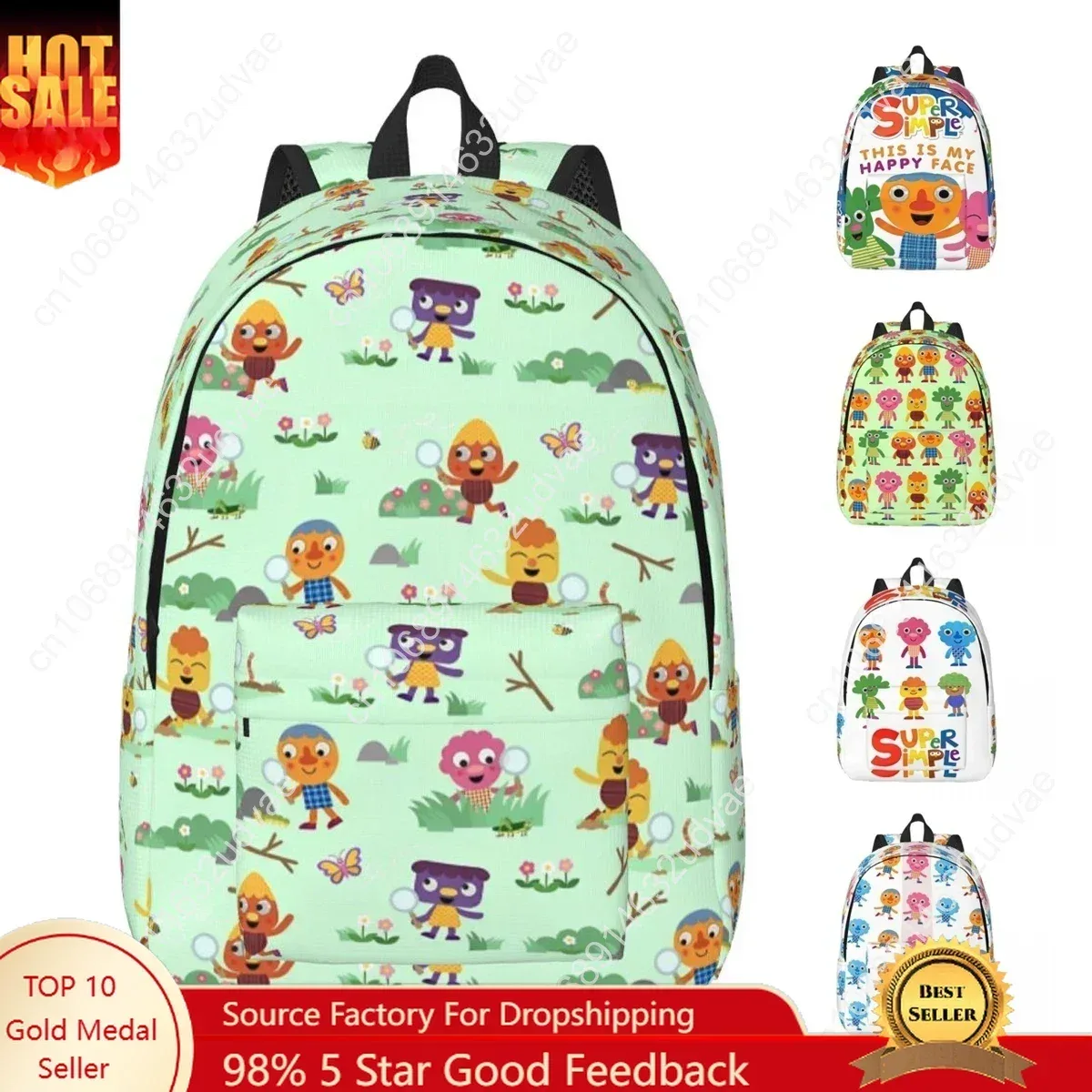 Sac à dos Micro Super Simple Noodle & Pals, idéal pour l'école, la randonnée, les voyages, avec motifs de comptes-rendus et de plantes, sac à dos de jour pour hommes, femmes et étudiants, sac à bandoulière