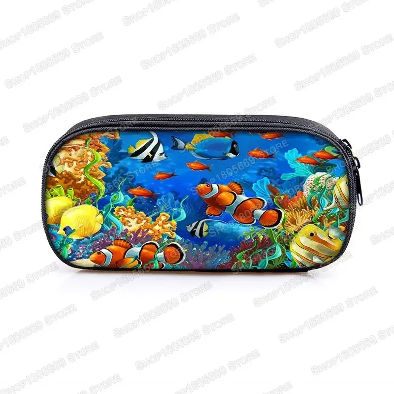 trousse à cosmétiques, animal de mer, tortue, baleine, requin, dauphin, poulpe, trousse d'école pour filles, boîte à crayons, sacs de papeterie mignons, cadeau