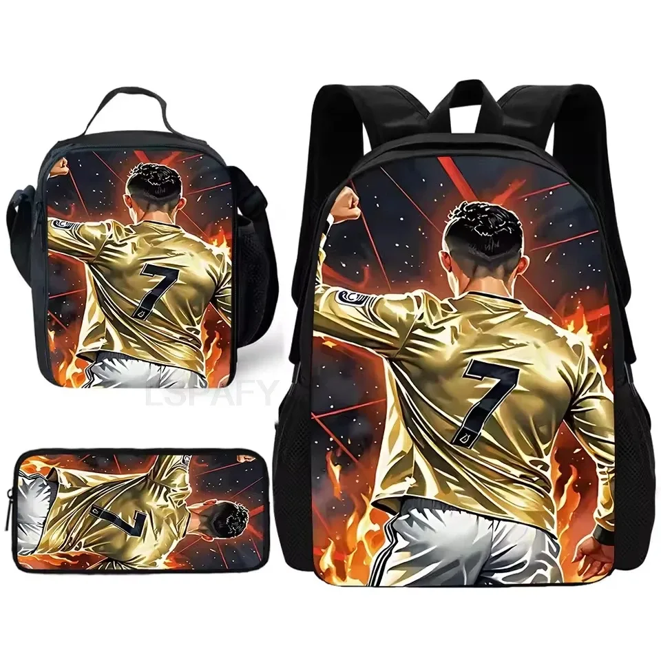 sac dos nylon imprimé cristiano ronaldo multicolore noir unisexe grande capacité pochette sacs associés