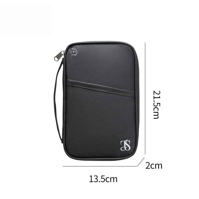 organisateur de documents de voyage avec blocage rfid, organiseur de documents multi-emplacements avec fermeture éclair, étui pour cartes de crédit en cuir pu pour hommes et femmes