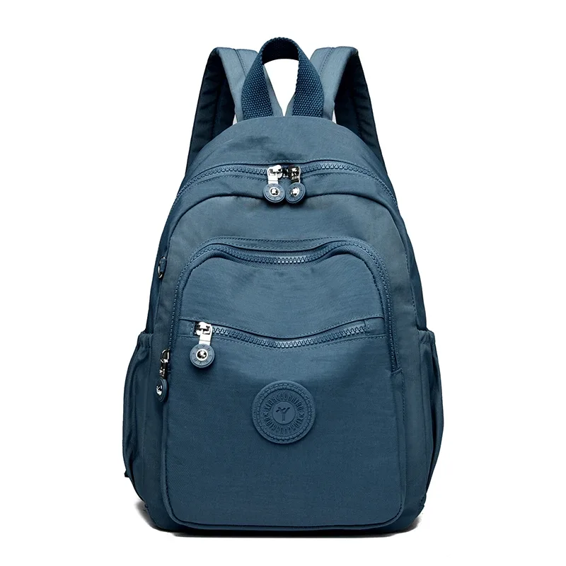 sac dos nylon unisexe noir poche latérale fermeture éclair doublure beige imprimé usage journalier