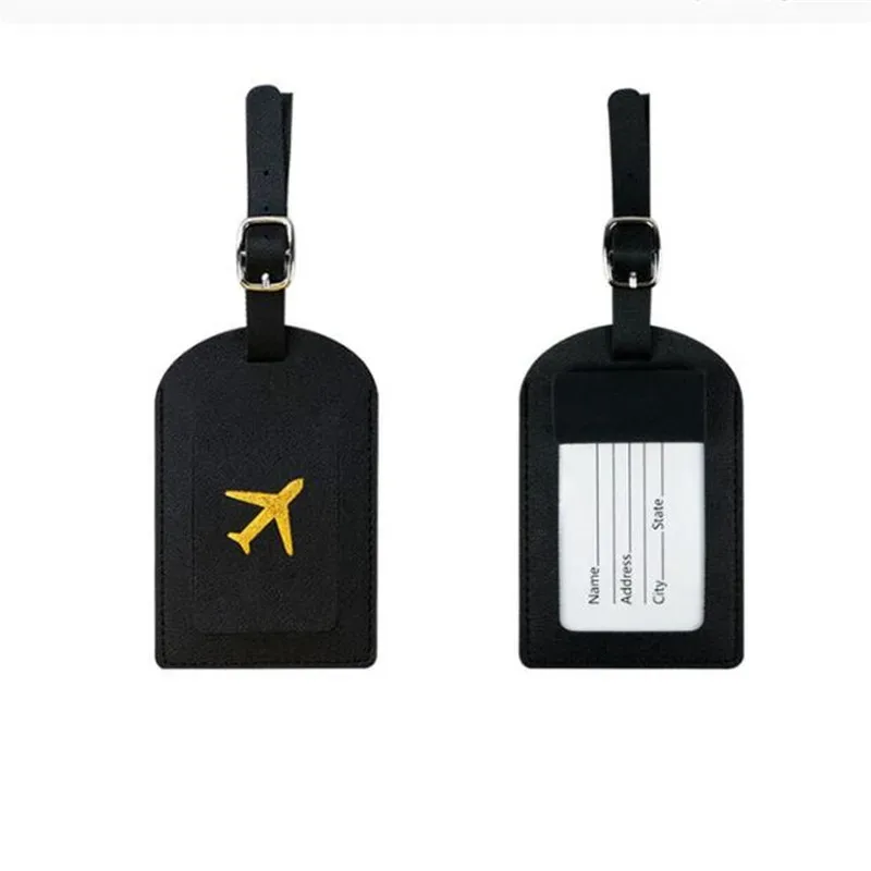 étiquette de bagage en cuir pu pour hommes et femmes, adresse de valise mignonne, étiquette de sac d'embarquement de bagages, porte-adresse d'identification de nom, accessoires de voyage