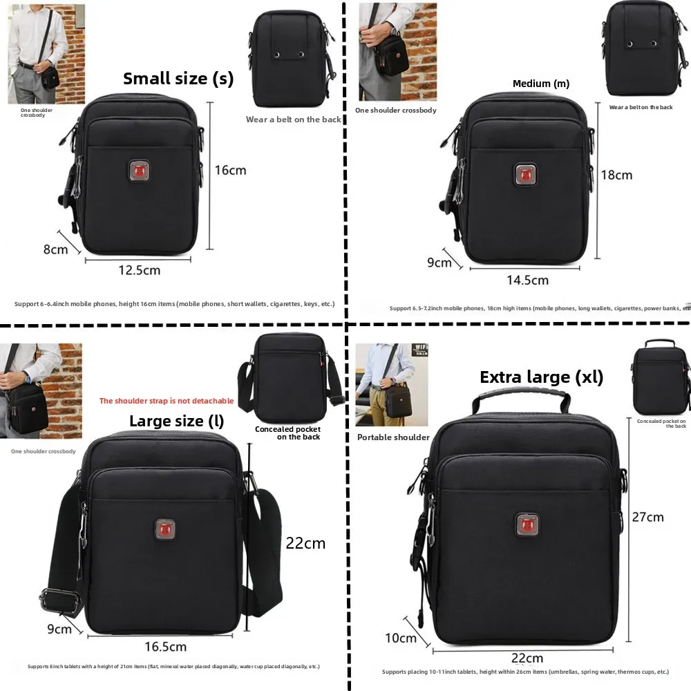 nouveauté sac à bandoulière pour hommes messager sac à main étanche oxford fermeture éclair sacs à bandoulière pour homme noir style polyvalent s/m/l/xl
