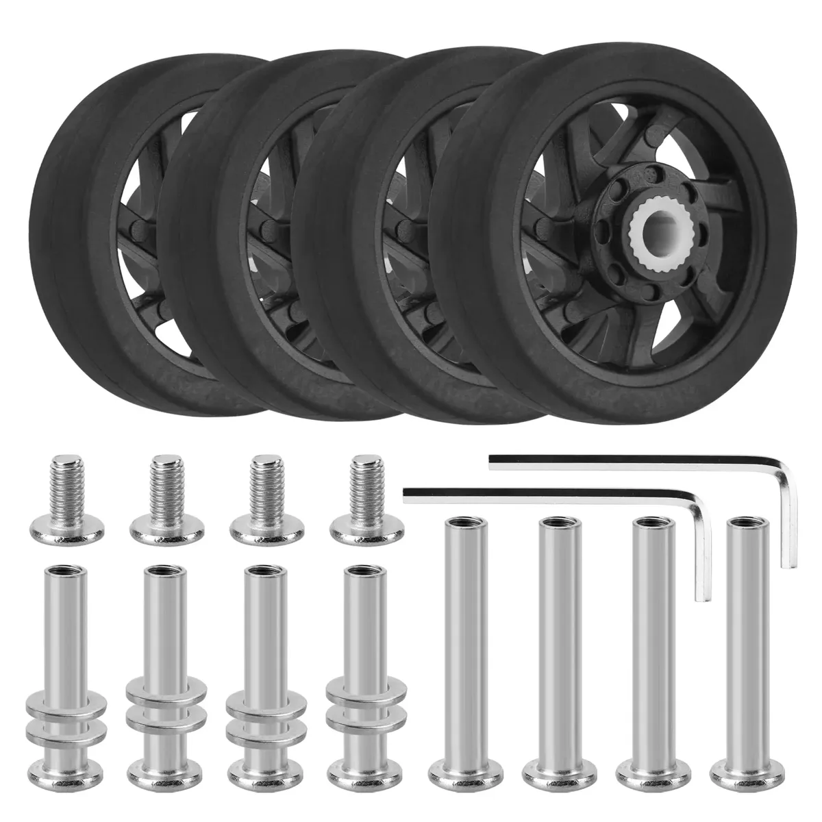 roues remplacement plastique noires grises valise transport voyage robustes faciles installer charge importante stabilité confort
