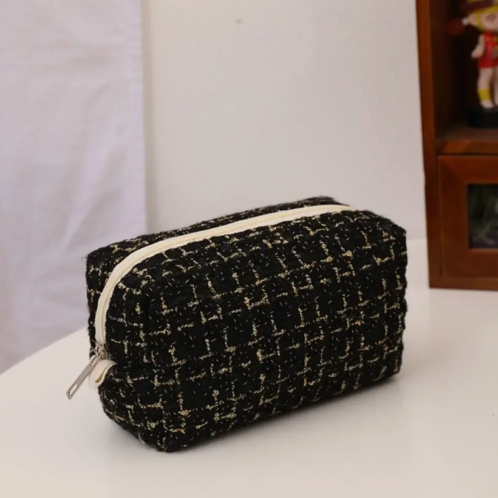 sac de maquillage en toile tendance pour gloss, sac de voyage écossais mignon pour fille, sac à main de maquillage portable, trousse à cosmétiques, trousse à crayons et papeterie